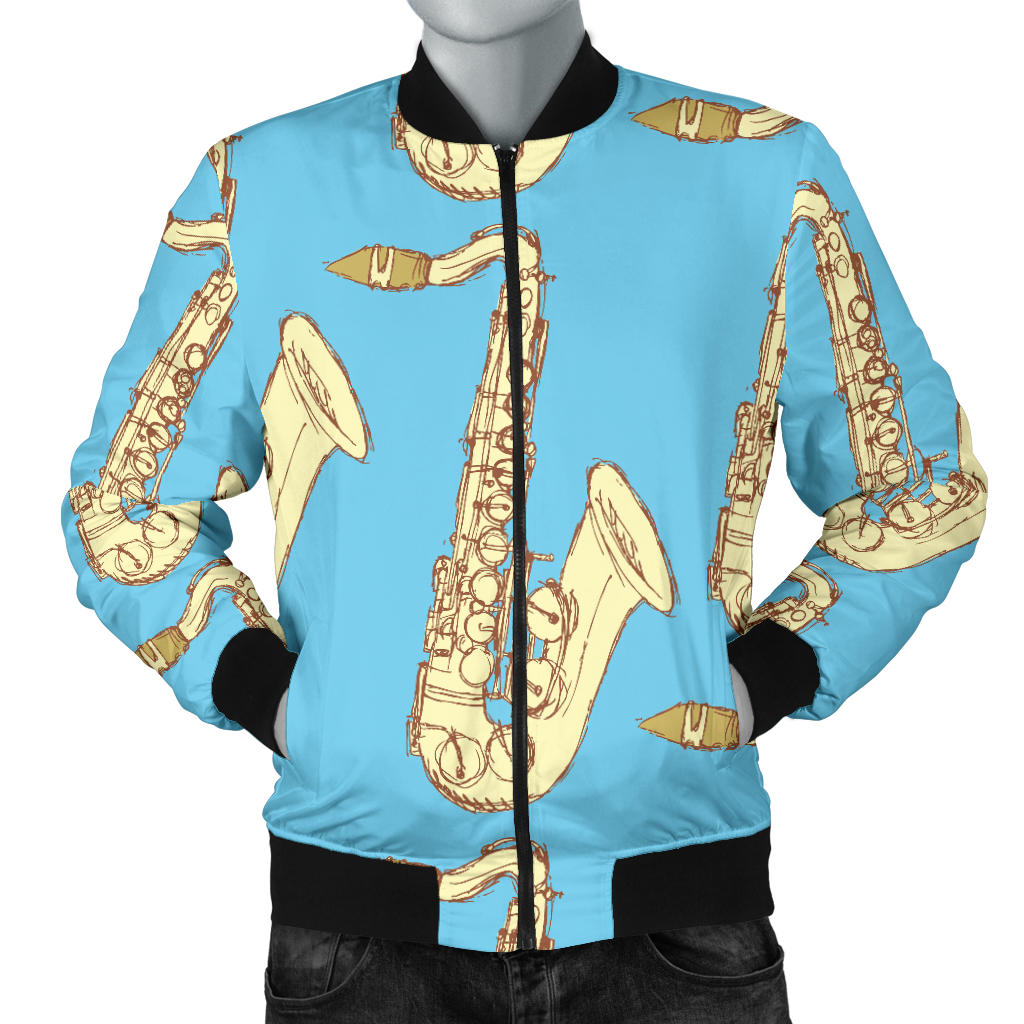 Saxophone Pattern Print Design 03 Men Bomber Jacket