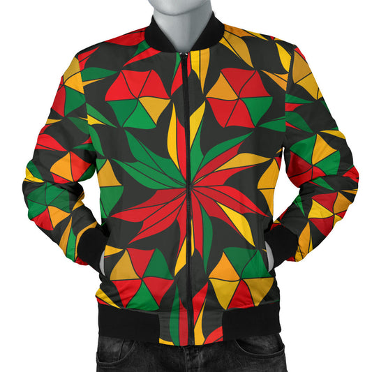 Rastafarian Pattern Print Design A03 Men Bomber Jacket