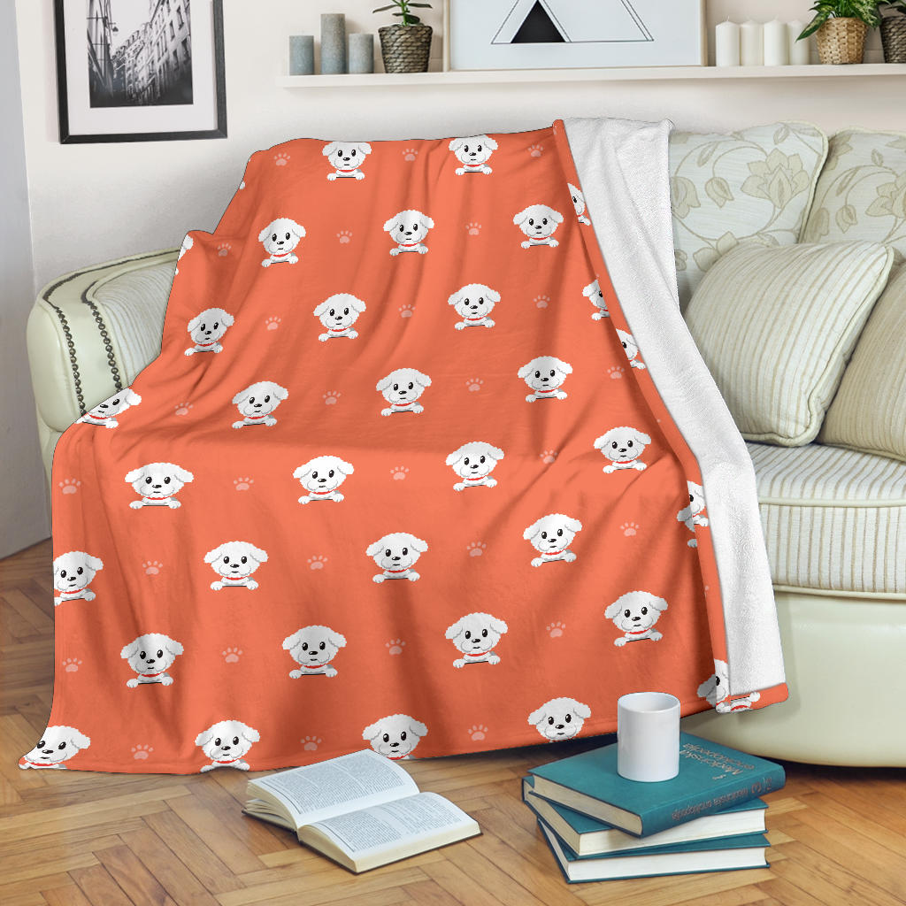 Bichons Frise Pattern Print Design 02 Premium Blanket