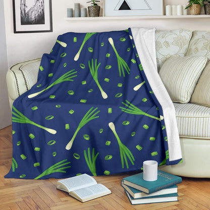 Leek Pattern Print Design 02 Premium Blanket