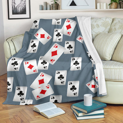 Poker Cards Pattern Print Design A05 Premium Blanket