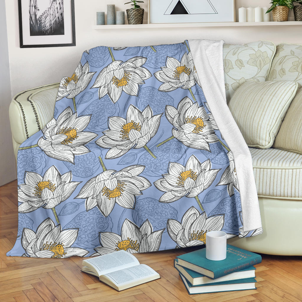 Lotus Pattern Print Design 04 Premium Blanket