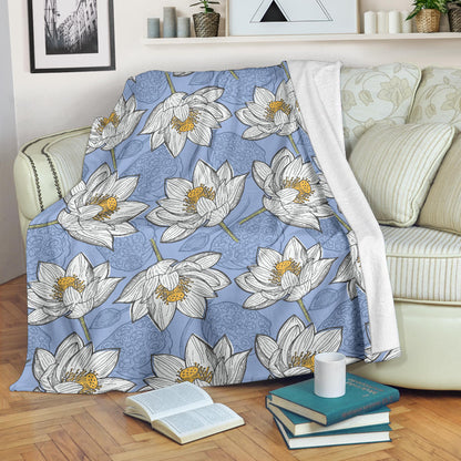 Lotus Pattern Print Design 04 Premium Blanket