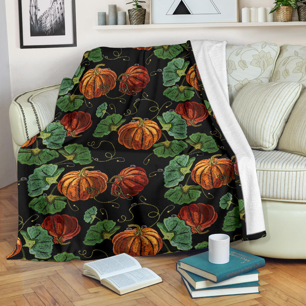 Pumpkin Pattern Print Design A02 Premium Blanket