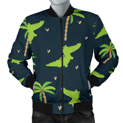 Alligator Pattern Print Design 02 Men Bomber Jacket