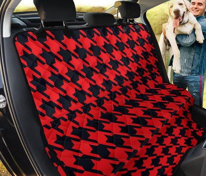 Houndstooth Red Pattern Print Design 03 Rear Dog Car Seat Cover Hammock