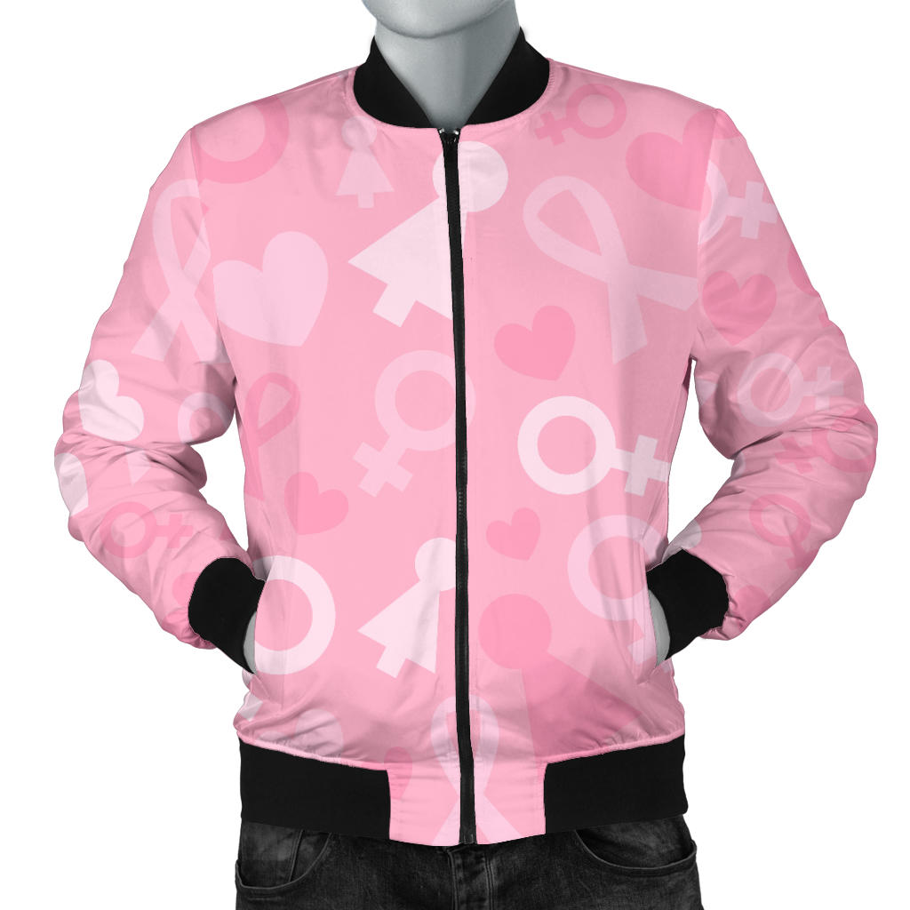 Breast cancer Pattern Print Design 01 Men Bomber Jacket