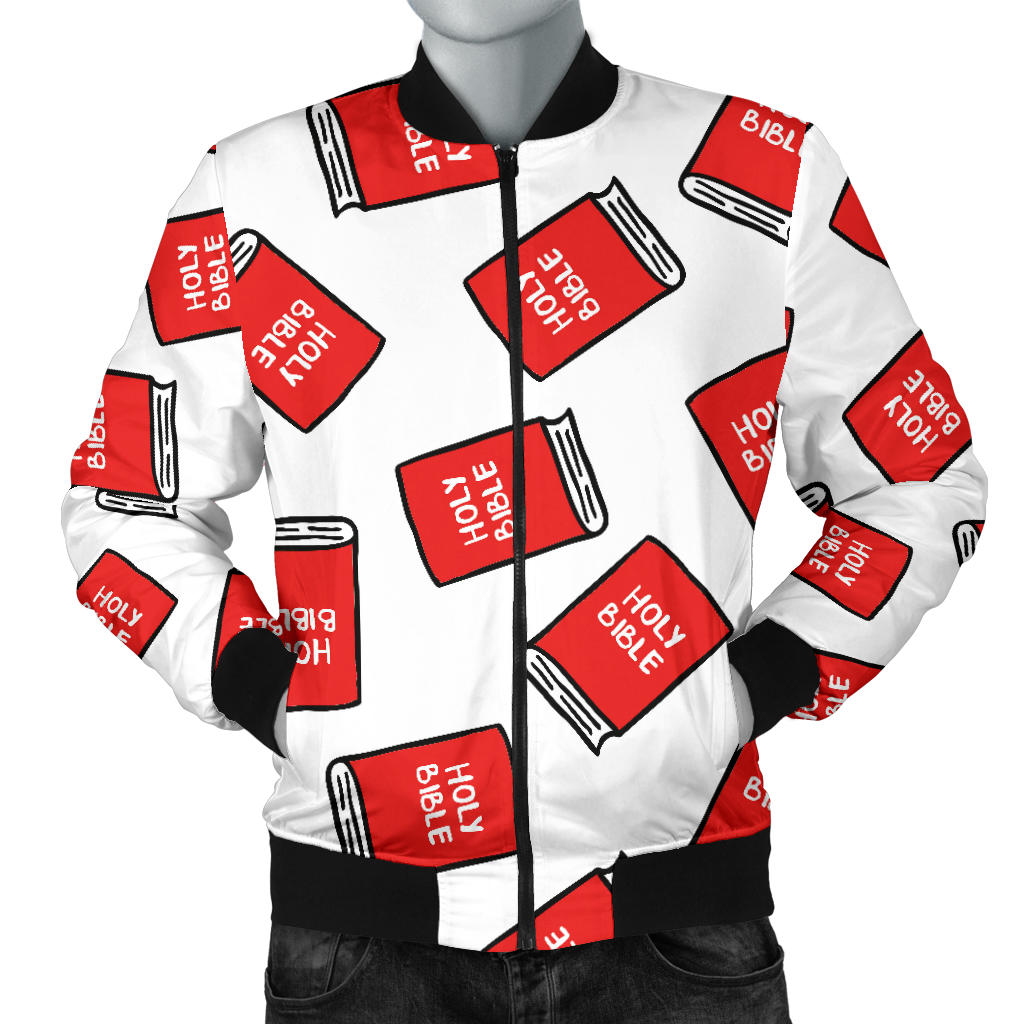 Bible Pattern Print Design 03 Men Bomber Jacket