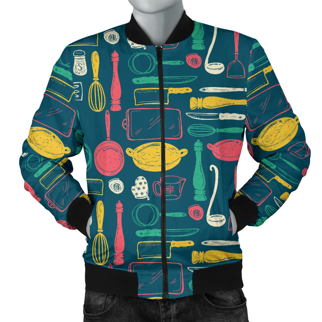Cooking Kitchen Tools Pattern Print Design 01 Men Bomber Jacket