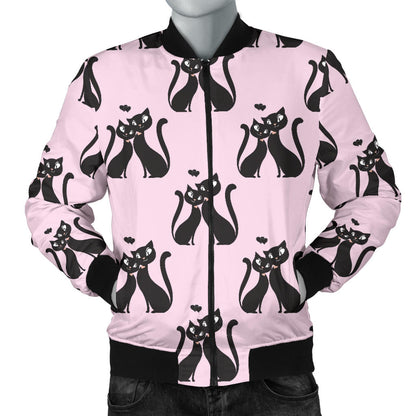 Black Cat Pattern Print Design 01 Men Bomber Jacket