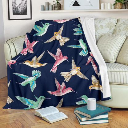 Hummingbird Cute Pattern Print Design 01 Premium Blanket