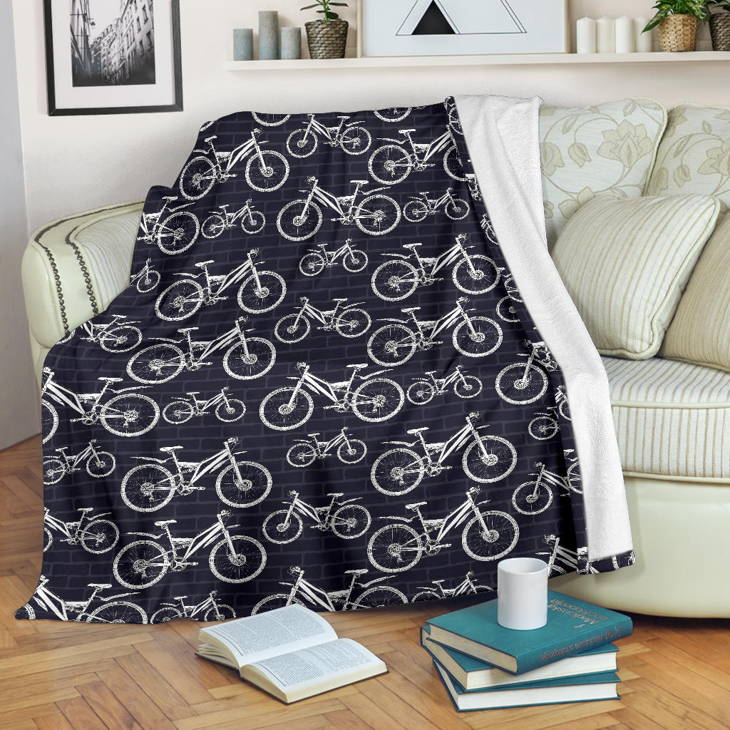 Mountain bike Pattern Print Design 02 Premium Blanket