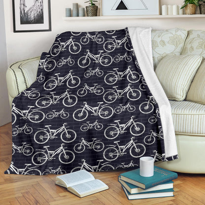 Mountain bike Pattern Print Design 02 Premium Blanket
