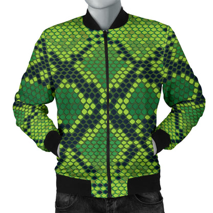 Python Green Pattern Print Design A01 Men Bomber Jacket