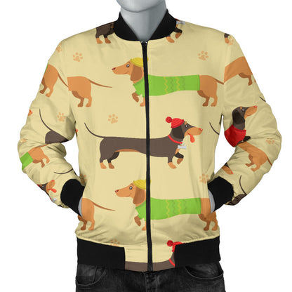 Dachshund Pattern Print Design 06 Men Bomber Jacket