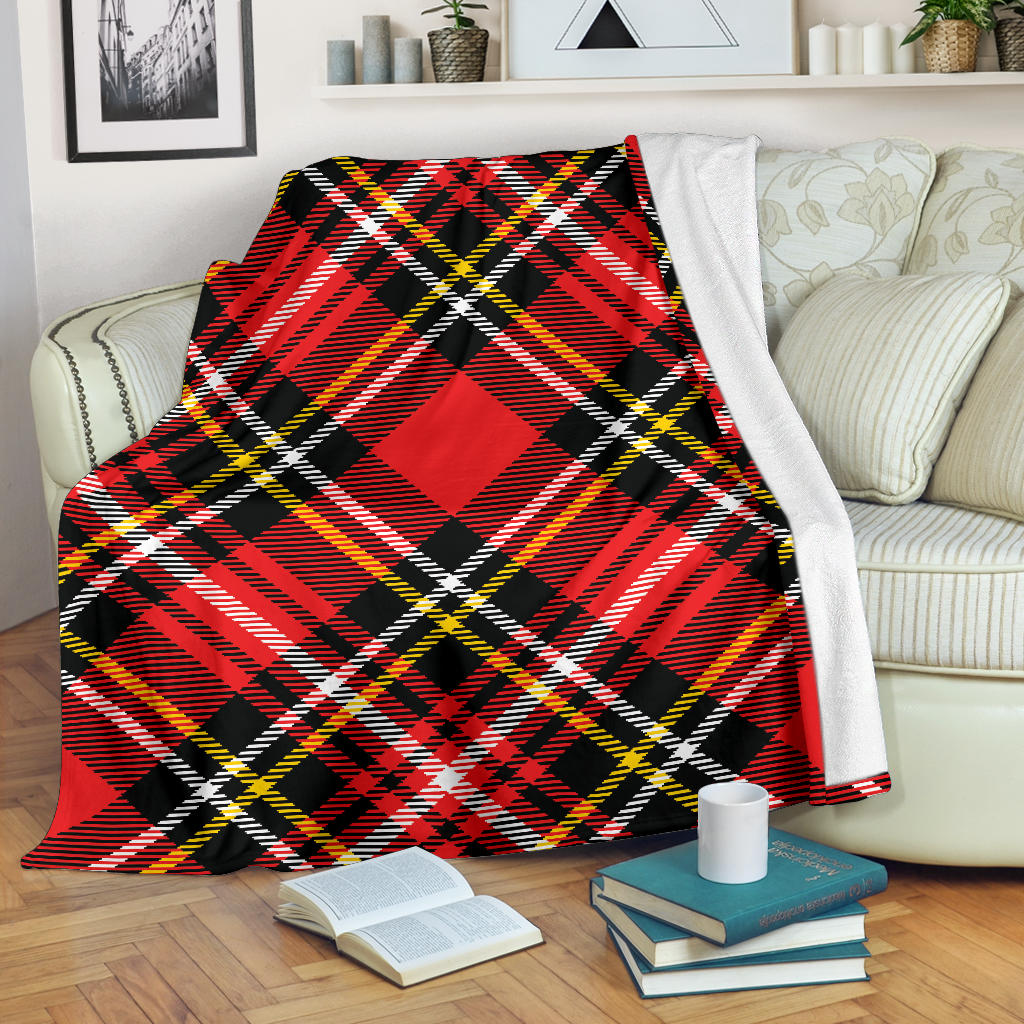 Plaid Red Pattern Print Design A03 Premium Blanket