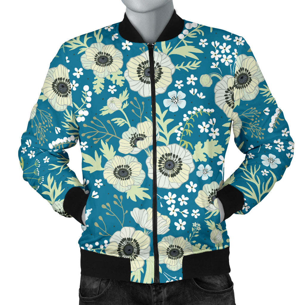 Anemone Pattern Print Design 01 Men Bomber Jacket