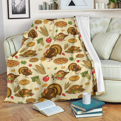 Turkey Pattern Print Design 02 Premium Blanket