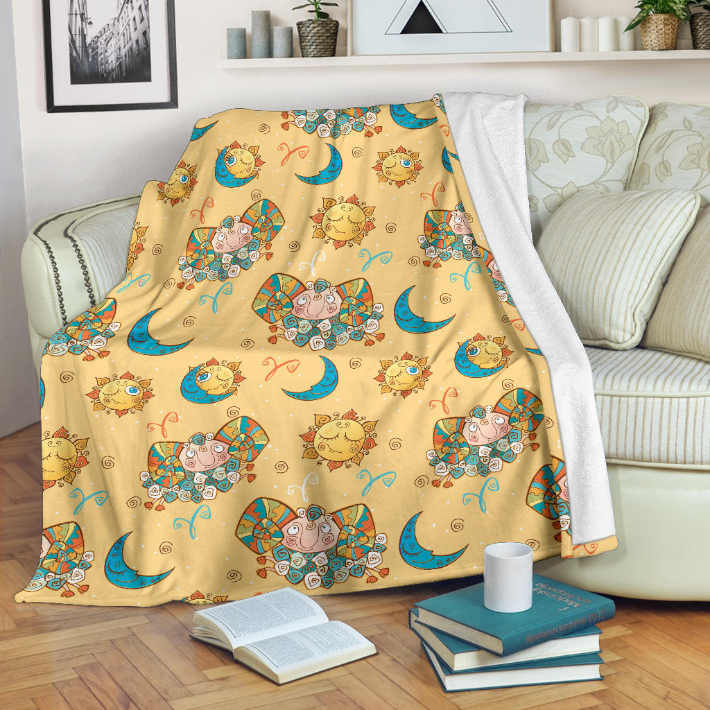 Aries Zodiac Pattern Print Design 03 Premium Blanket