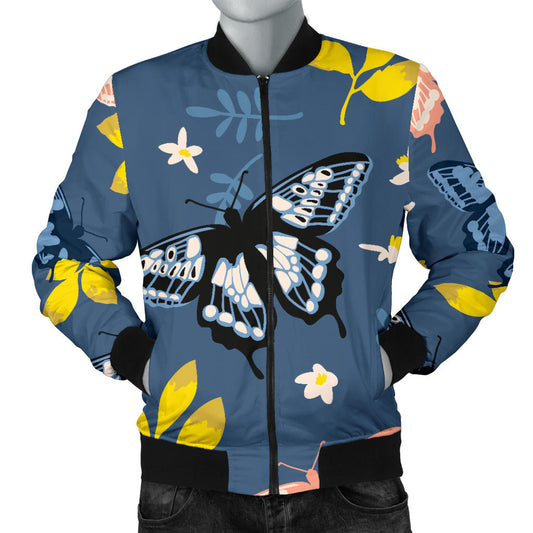 Monarch Butterfly Pattern Print Design 02 Men Bomber Jacket