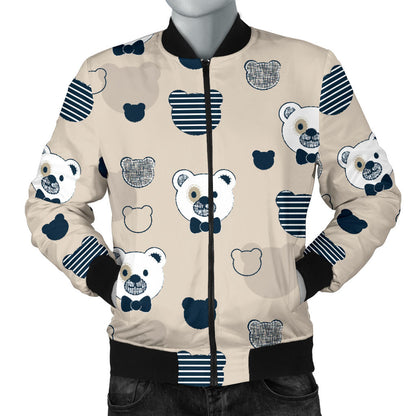 Bear Pattern Print Design 05 Men Bomber Jacket