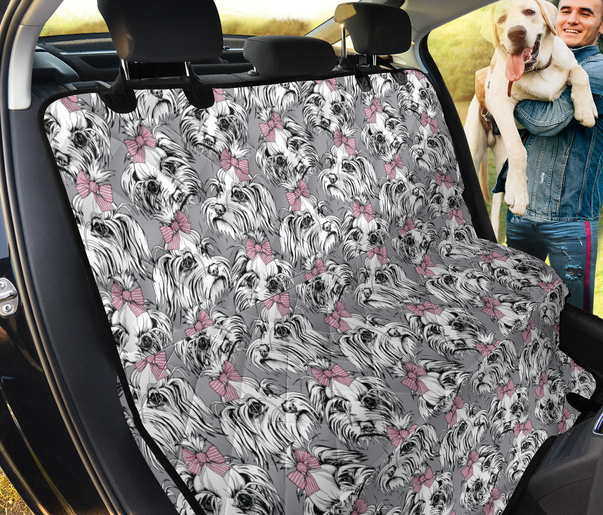 Maltese Pattern Print Design 01 Rear Dog Car Seat Cover Hammock