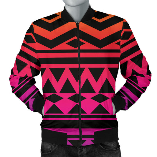 Rainbow Tribal Pattern Print Design A02 Men Bomber Jacket