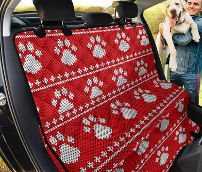 Knit Paw Pattern Print Design 03 Rear Dog Car Seat Cover Hammock