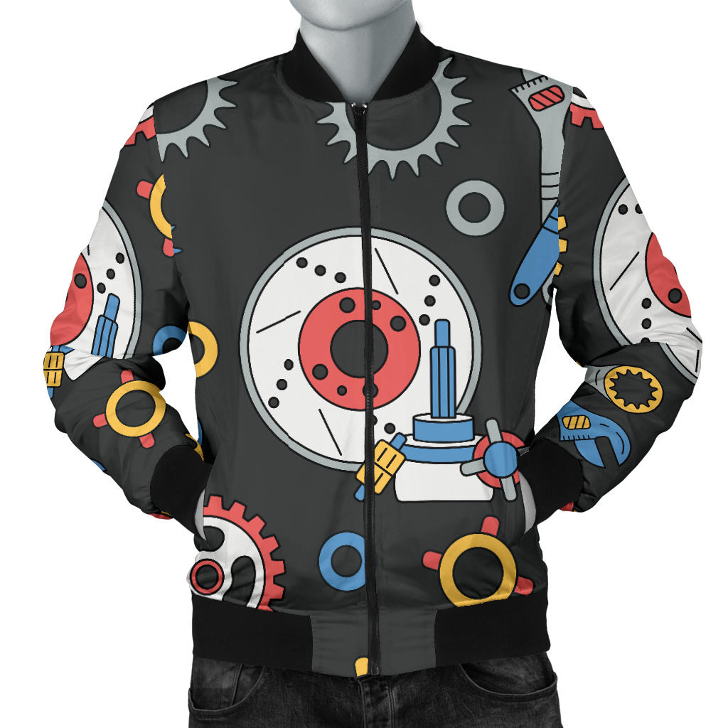 Mechanic Pattern Print Design 01 Men Bomber Jacket