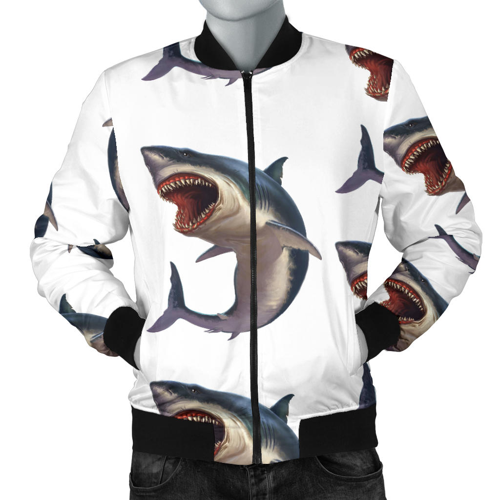 Great White Shark Pattern Print Design 03 Men Bomber Jacket