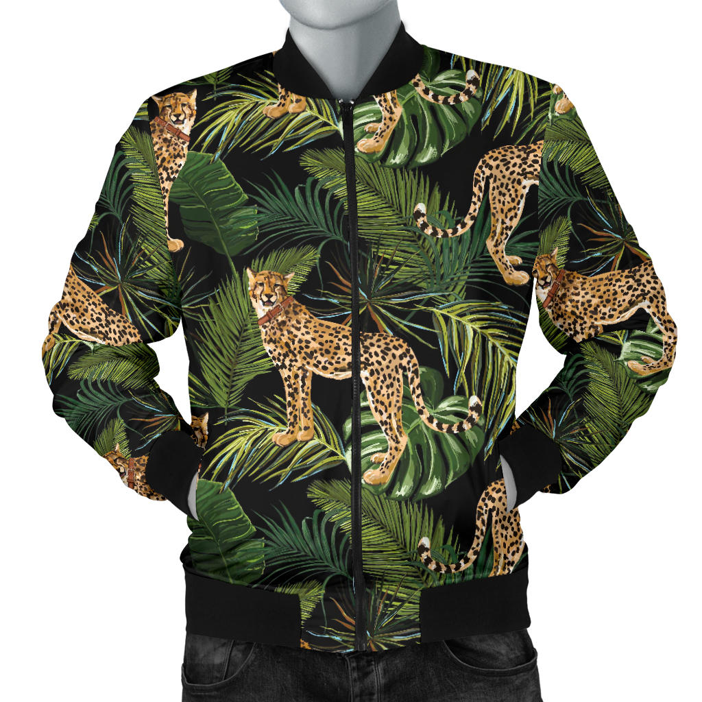 Cheetah Pattern Print Design 05 Men Bomber Jacket