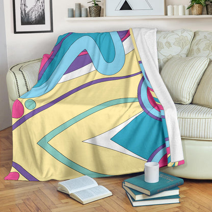 Funky Retro Pattern Print Design A01 Premium Blanket
