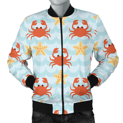 Crab Pattern Print Design 03 Men Bomber Jacket