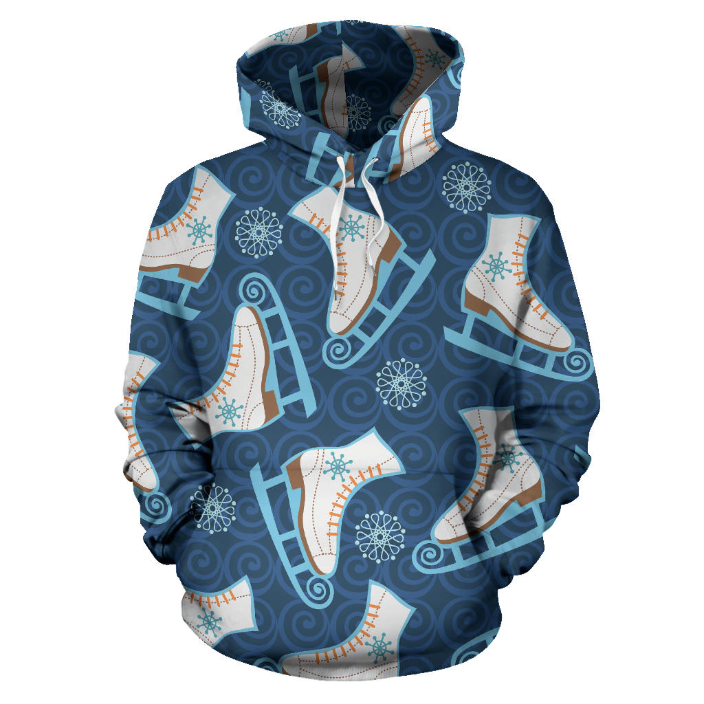 Ice Skate Pattern Print Design 01 Pullover Hoodie