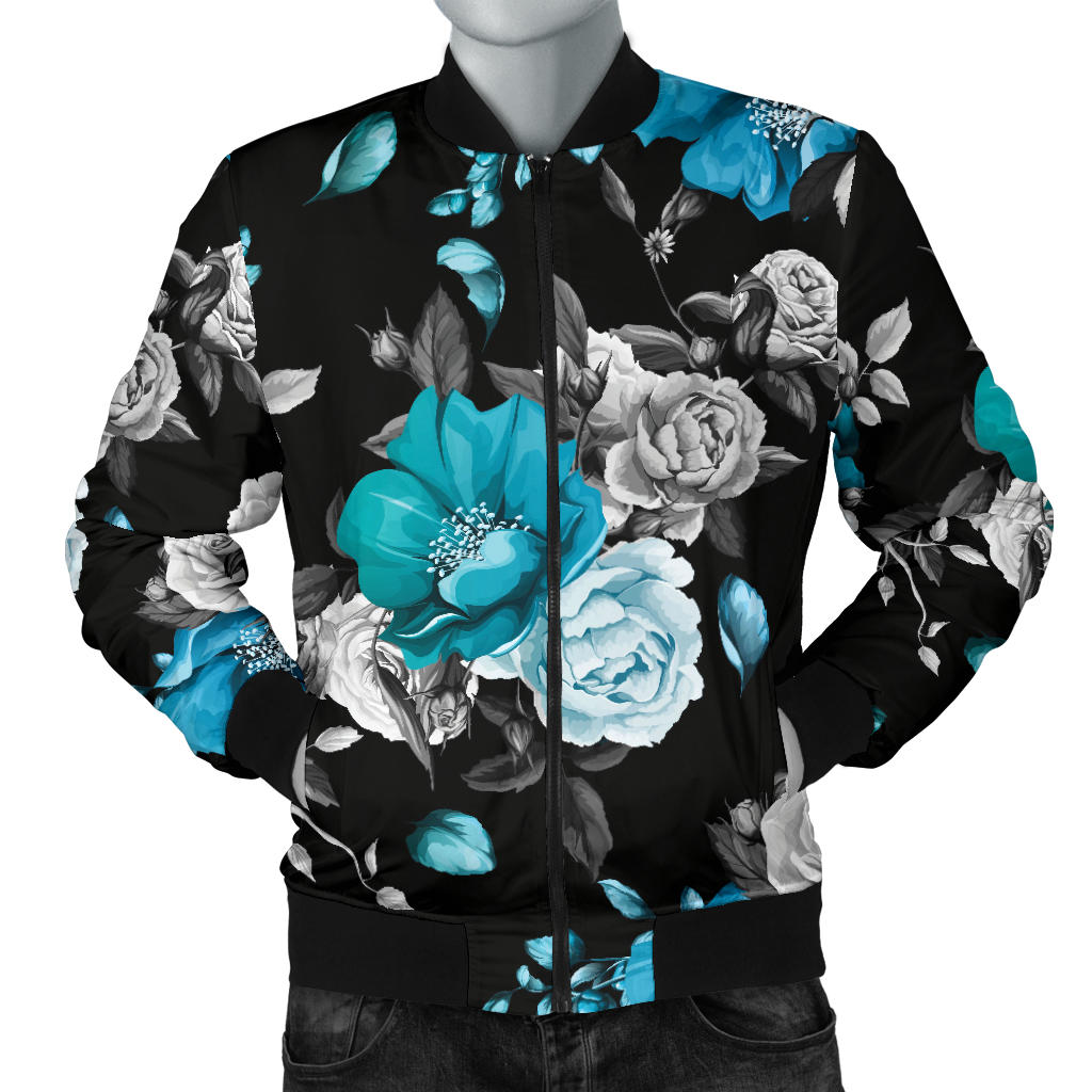 Rose Pattern Print Design A02 Men Bomber Jacket