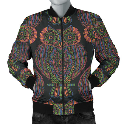 Owl Pattern Print Design A05 Men Bomber Jacket