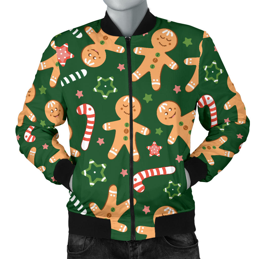 Gingerbread Pattern Print Design 04 Men Bomber Jacket