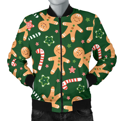 Gingerbread Pattern Print Design 04 Men Bomber Jacket