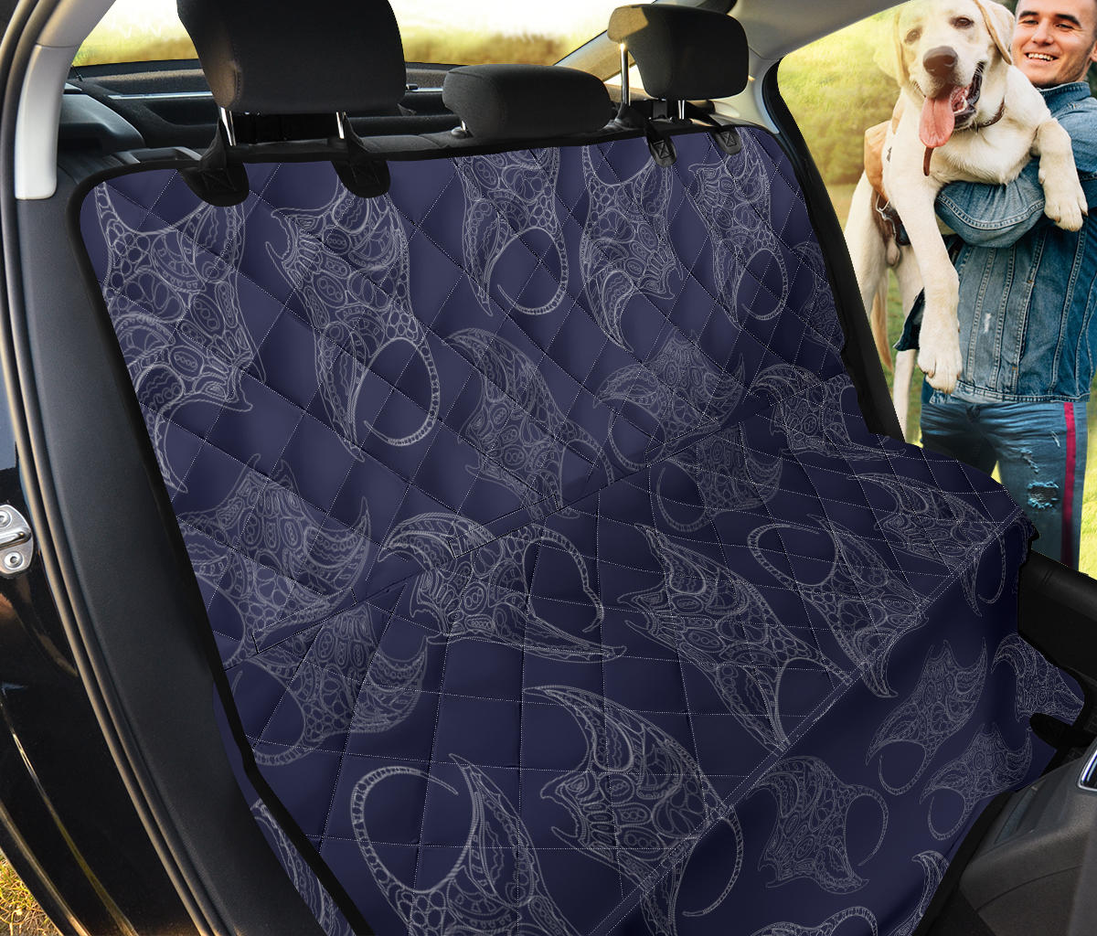 Manta Ray Pattern Print Design 01 Rear Dog Car Seat Cover Hammock