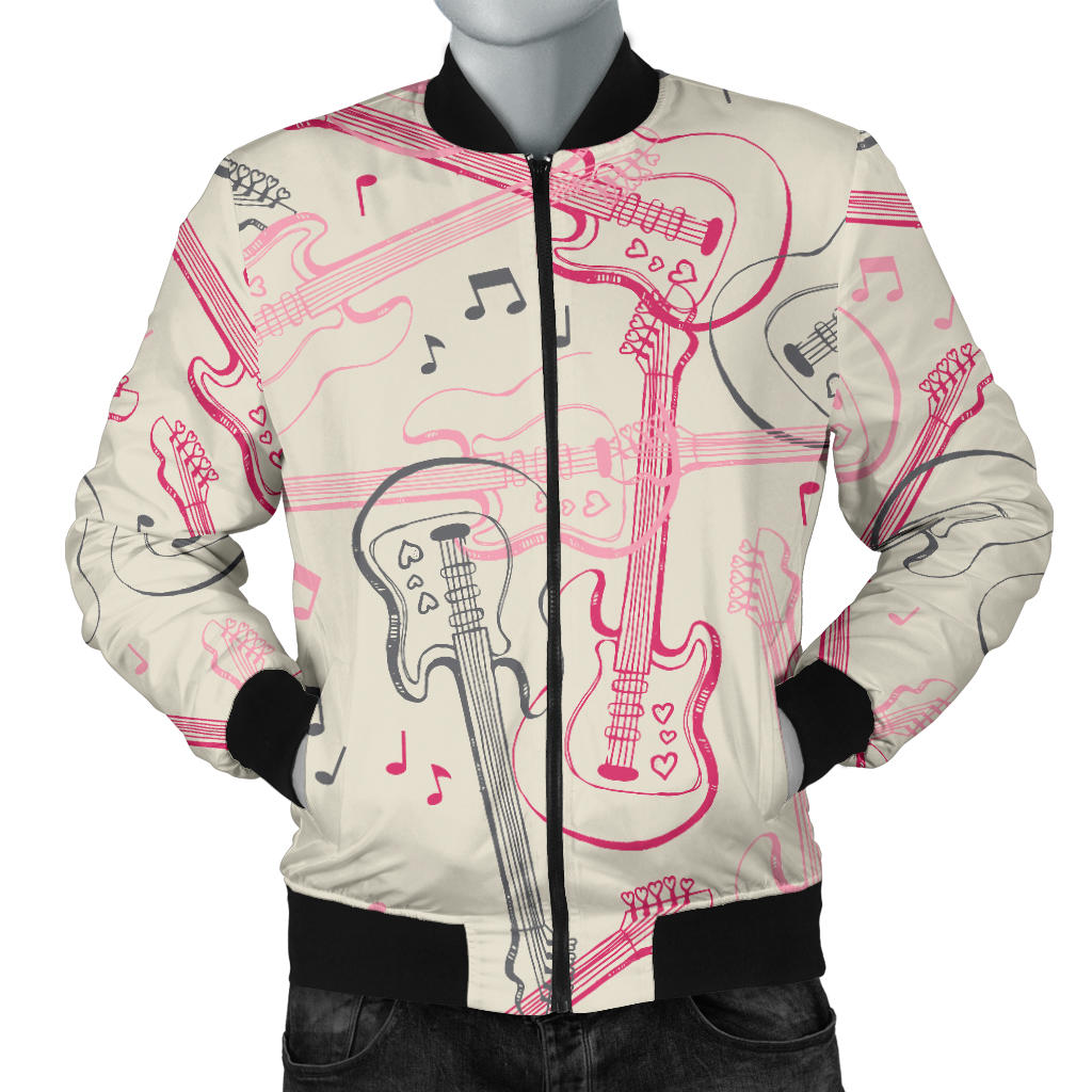 Bass Guitar Pattern Print Design 02 Men Bomber Jacket