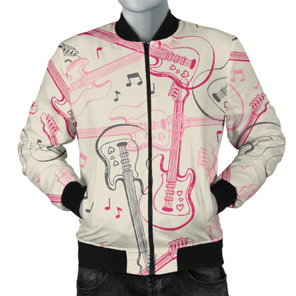 Bass Guitar Pattern Print Design 02 Men Bomber Jacket
