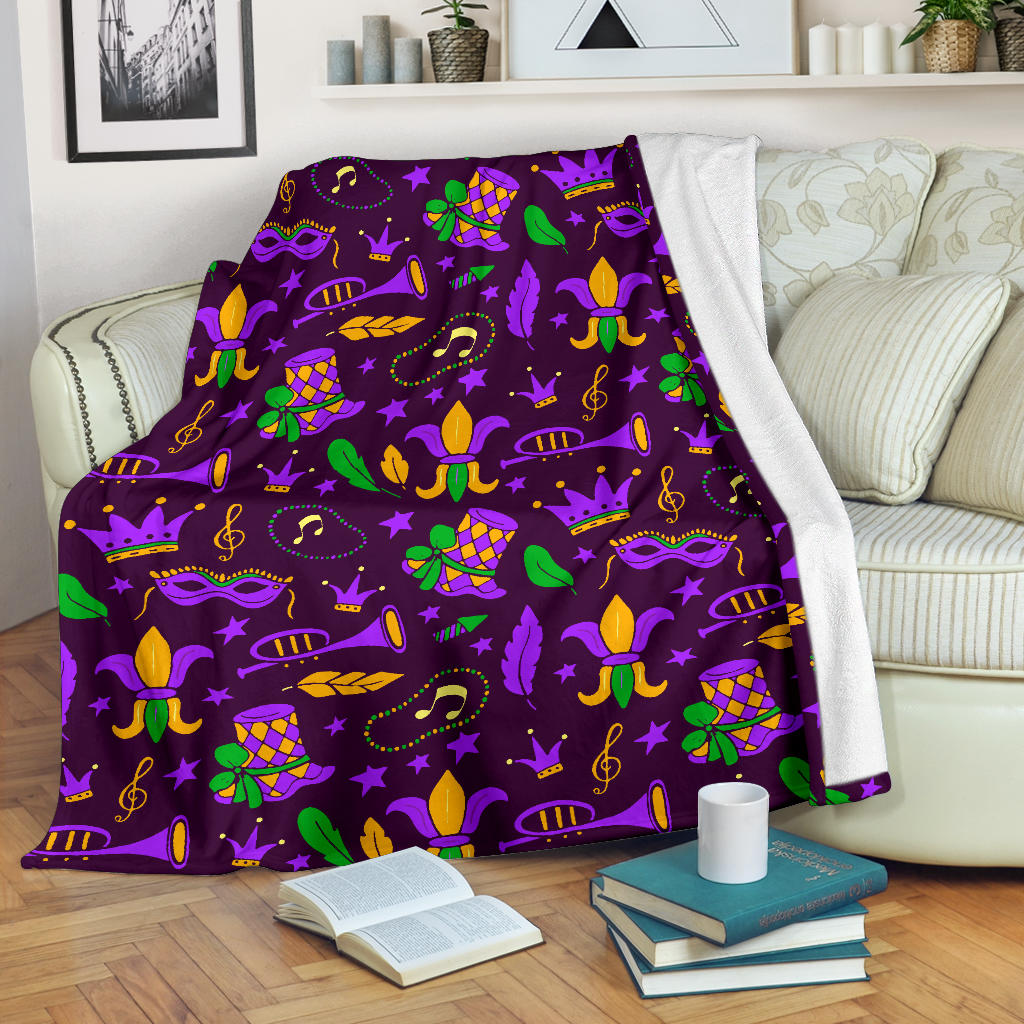 Mardi Gras Pattern Print Design 08 Premium Blanket