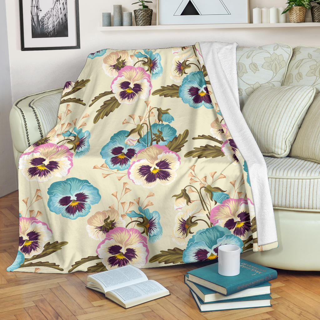Pansy Pattern Print Design A02 Premium Blanket