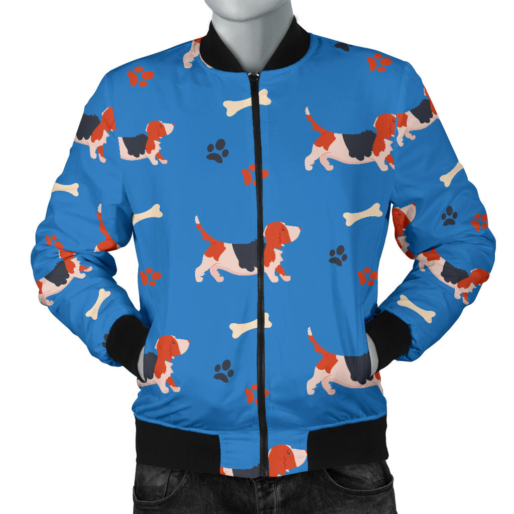 Basset Hound Pattern Print Design 02 Men Bomber Jacket