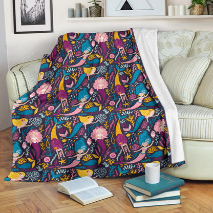 Mermaid Pattern Print Design 08 Premium Blanket