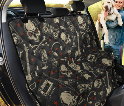 Rock and Roll Skull Pattern Print Design A03 Rear Dog Car Seat Cover Hammock