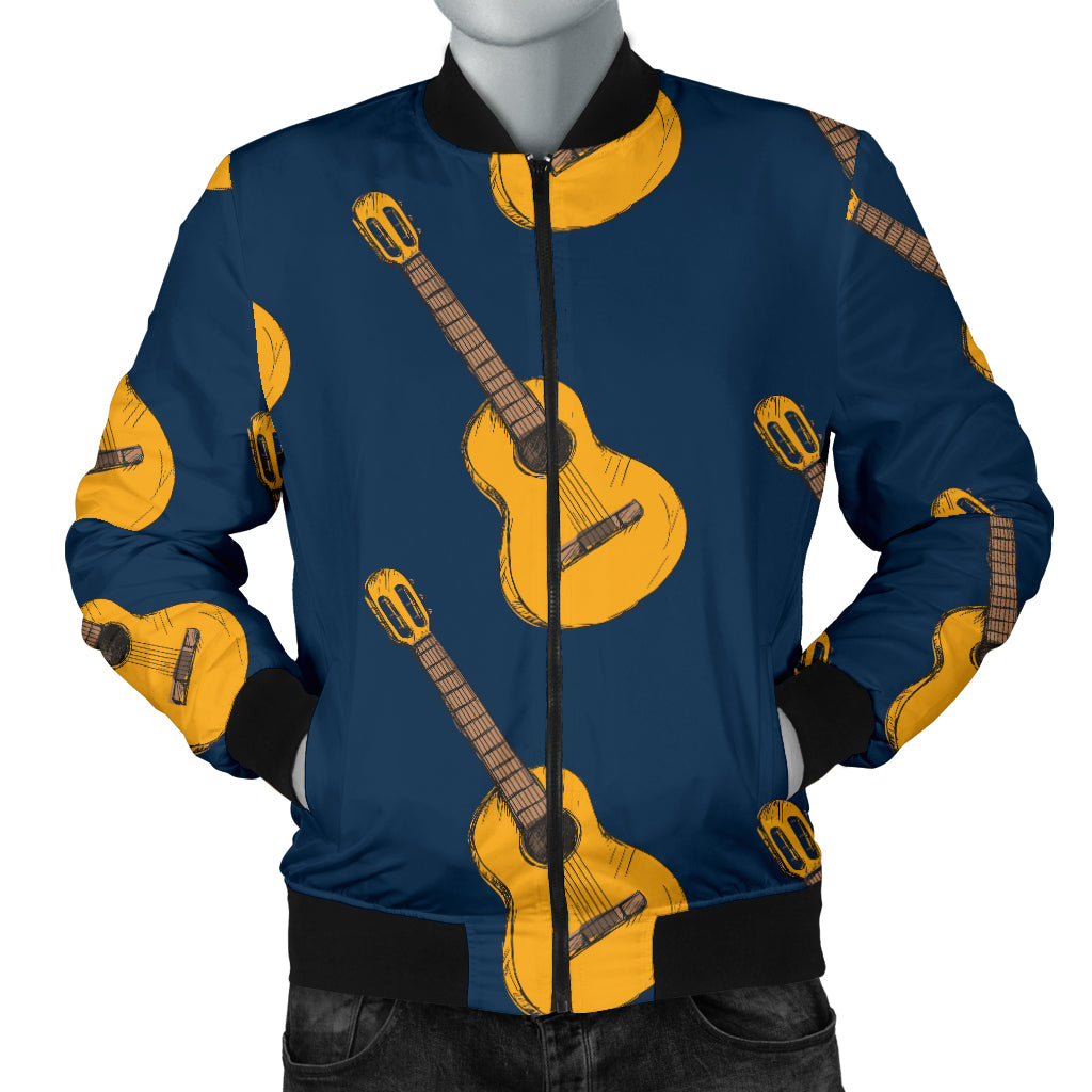 Acoustic Guitar Pattern Print Design 04 Men Bomber Jacket