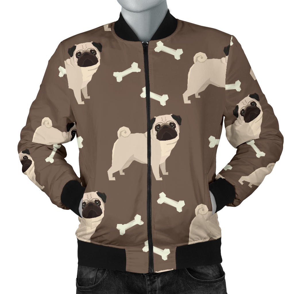 Pug Pattern Print Design A02 Men Bomber Jacket