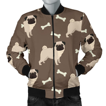 Pug Pattern Print Design A02 Men Bomber Jacket