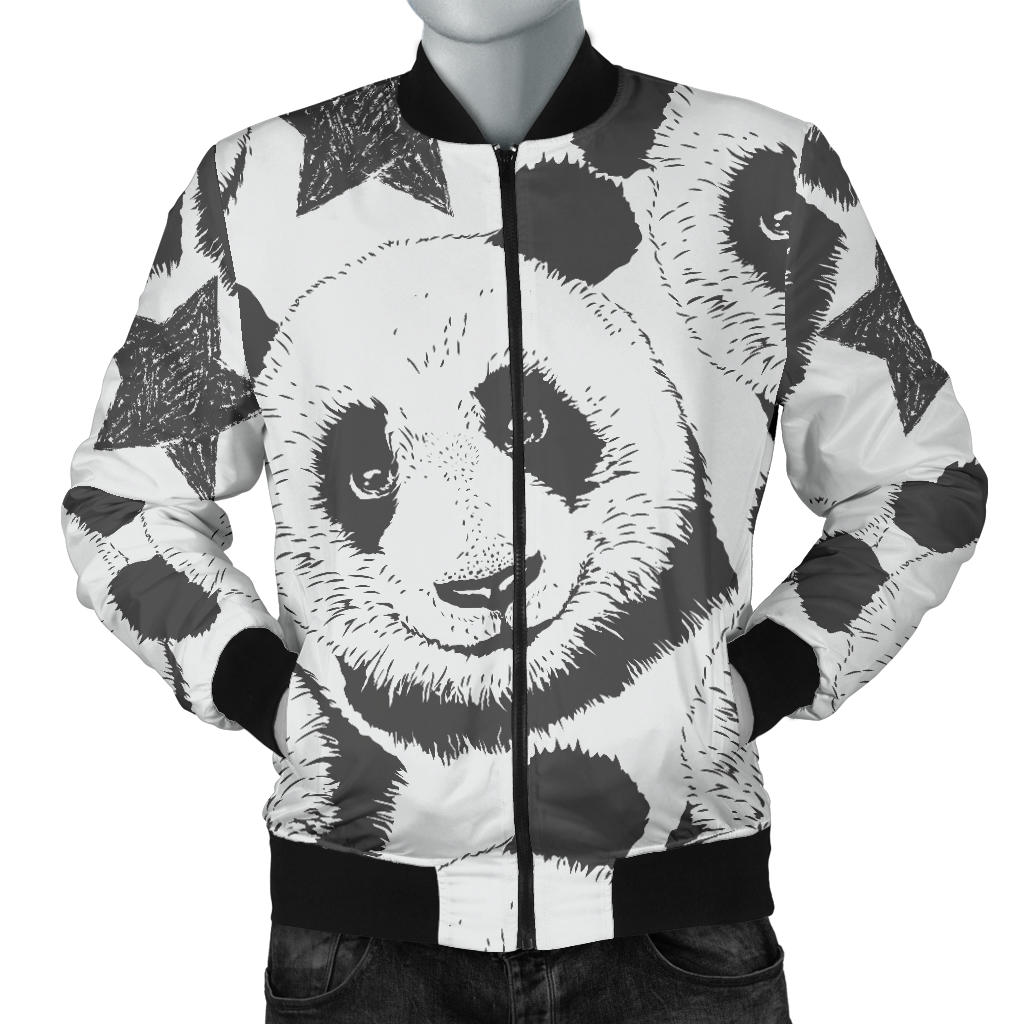 Panda Pattern Print Design A02 Men Bomber Jacket